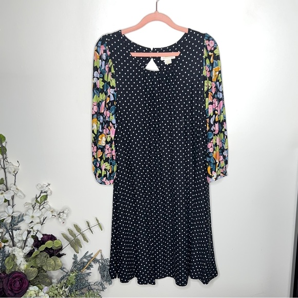 ANTHROPOLOGIE x MAEVE Sawyer Balloon-Sleeved Tunic Dress Polka Dot Floral {VV52} - Picture 2 of 5